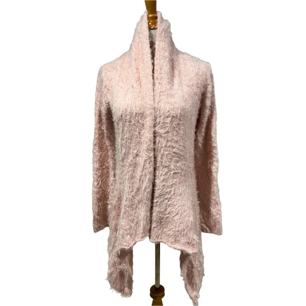 Pink Crochet-Back Cardigan